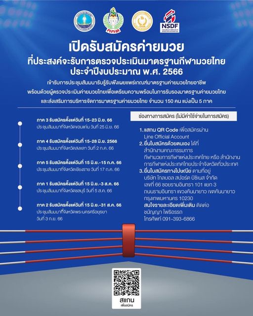 กกท. เปิดรับค่ายมวยตรวจประเมินมาตรฐานกีฬามวยไทย